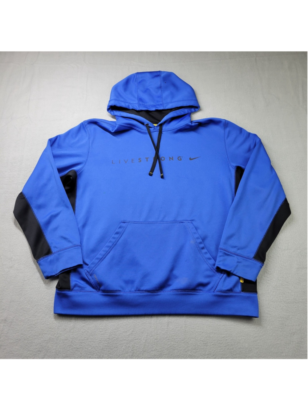 Live Strong Nike Hoodie Mens Size L Blue Lance Armstrong Pullover Sweatshirt